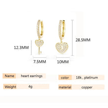 Load image into Gallery viewer, A Key to my Heart Hoop Earrings