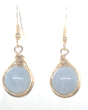 Load image into Gallery viewer, Angelite Wrap Nest Yellow Gold Earrings