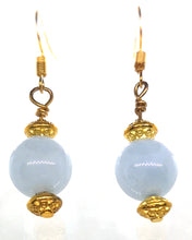 Load image into Gallery viewer, Angelite Yellow Gold Norm Earrings