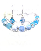 Load image into Gallery viewer, Blue Dragon Veins Agates Figure 8 Silver in Color Set