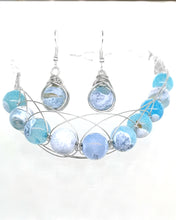 Load image into Gallery viewer, Blue Dragon Veins Agates Figure 8 Silver in Color Set