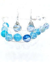 Load image into Gallery viewer, Blue Dragon Veins Agates Figure 8 Silver in Color Set