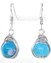 Load image into Gallery viewer, Dark Blue Dragon Veins Wrap Nest Silver Earrings