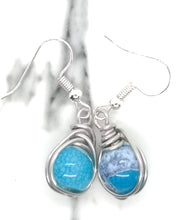 Load image into Gallery viewer, Dark Blue Dragon Veins Wrap Nest Silver Earrings