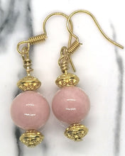 Load image into Gallery viewer, Natural Sunstone Pink Jade 10 mm Earrings