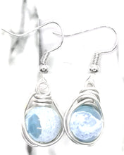 Load image into Gallery viewer, Light Blue Dragon Veins Wrap Nest Silver Earrings