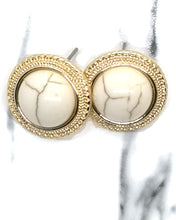 Load image into Gallery viewer, Marble Agate Gold Stud Earrings