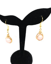 Load image into Gallery viewer, Natural Sunstone Pink Jade Nest-wrap Earrings