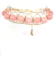 Load image into Gallery viewer, Pink Jade Figure 8 Silver/Gold Color Bracelet