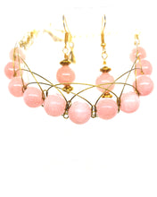 Load image into Gallery viewer, Pink Jade Figure 8 Silver/ Gold Color Set