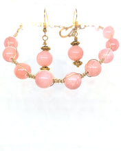 Load image into Gallery viewer, Pink Jade Braided Gold/Silver Color Set