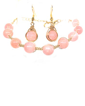 Load image into Gallery viewer, Pink Jade Braided Gold/Silver Color Set