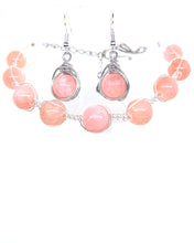 Load image into Gallery viewer, Pink Jade Braided Gold/Silver Color Set