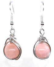 Load image into Gallery viewer, Natural Sunstone Pink Jade Nest-wrap Earrings