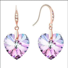 Load image into Gallery viewer, Aurora Borealis Heart Dangly Earrings