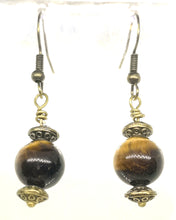 Load image into Gallery viewer, Tiger-eye Bronze Earrings