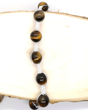 Load image into Gallery viewer, Tiger-eye Silver Braided Bracelet