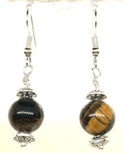 Load image into Gallery viewer, Tiger-eye Silver Norm Earrings