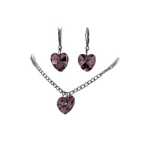Load image into Gallery viewer, Heart Dangly Earrings and Necklace Set