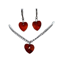 Load image into Gallery viewer, Heart Dangly Earrings and Necklace Set