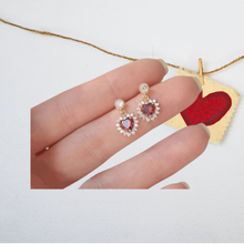 Load image into Gallery viewer, Red Heart Stud Earrings