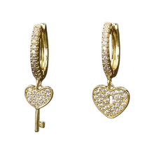 Load image into Gallery viewer, A Key to my Heart Hoop Earrings