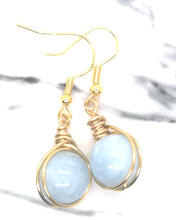 Load image into Gallery viewer, Angelite Wrap Nest Yellow Gold Earrings
