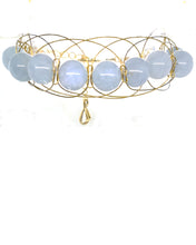 Load image into Gallery viewer, Angelite Yellow Gold Figure 8 Bracelet
