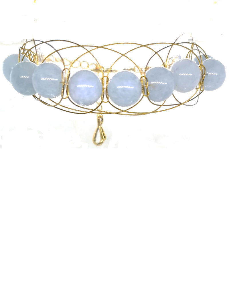 Angelite Yellow Gold Figure 8 Bracelet