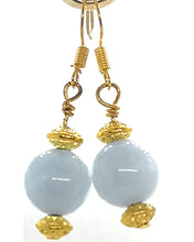 Load image into Gallery viewer, Angelite Yellow Gold Norm Earrings
