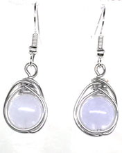 Load image into Gallery viewer, Angelite Silver Wrap Nest Earrings
