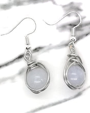 Load image into Gallery viewer, Angelite Silver Wrap Nest Earrings
