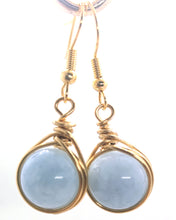 Load image into Gallery viewer, Angelite Wrap Nest Yellow Gold Earrings
