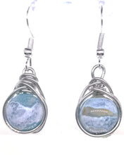 Load image into Gallery viewer, Light Blue Dragon Veins Wrap Nest Silver Earrings
