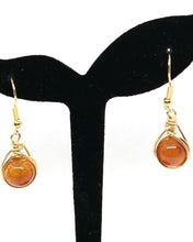 Load image into Gallery viewer, Orange Crackled- Agate Nest- Wrap Earrings
