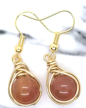 Load image into Gallery viewer, Orange Crackled- Agate Nest- Wrap Earrings
