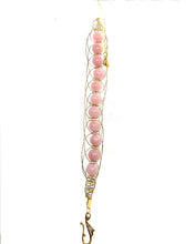 Load image into Gallery viewer, Pink Jade Figure 8 Silver/Gold Color Bracelet
