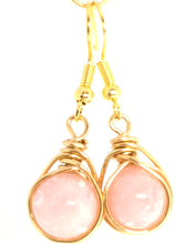 Load image into Gallery viewer, Natural Sunstone Pink Jade Nest-wrap Earrings
