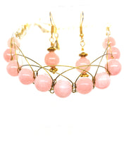 Load image into Gallery viewer, Pink Jade Figure 8 Silver/ Gold Color Set
