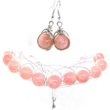 Load image into Gallery viewer, Pink Jade Figure 8 Silver/ Gold Color Set

