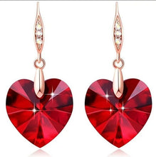 Load image into Gallery viewer, Aurora Borealis Heart Dangly Earrings
