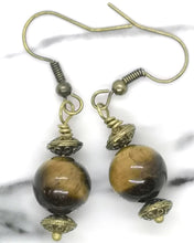 Load image into Gallery viewer, Tiger-eye Bronze Earrings
