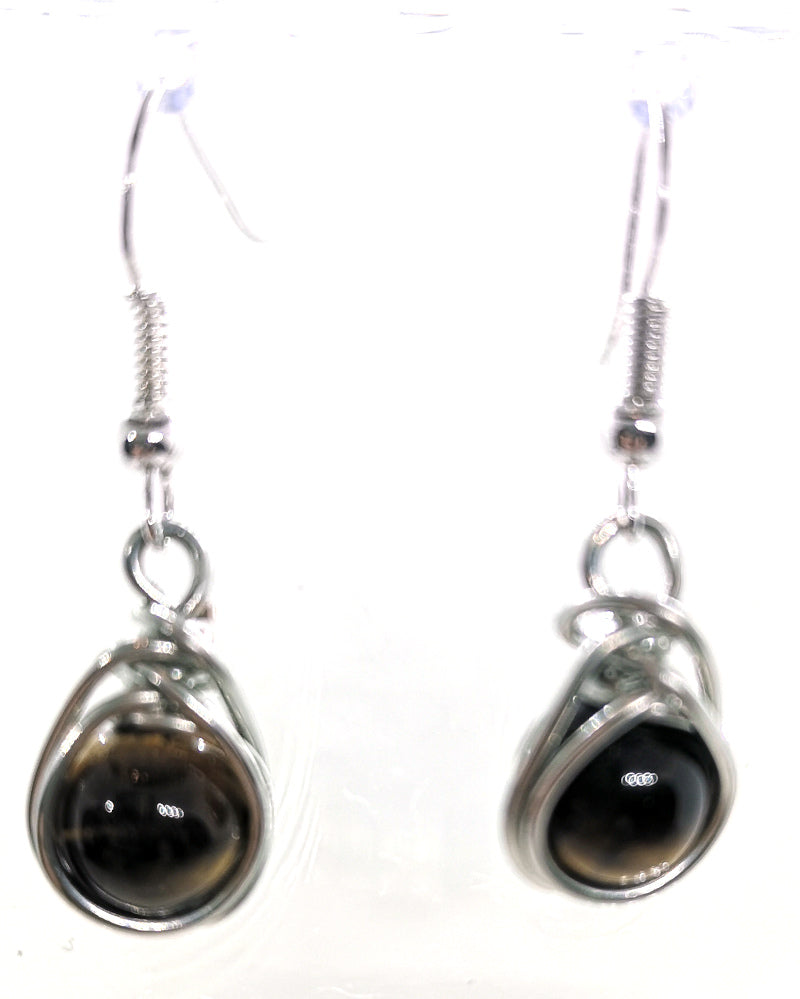 Tiger-eye Wrap Nest Silver Earrings