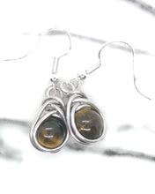 Load image into Gallery viewer, Tiger-eye Wrap Nest Silver Earrings
