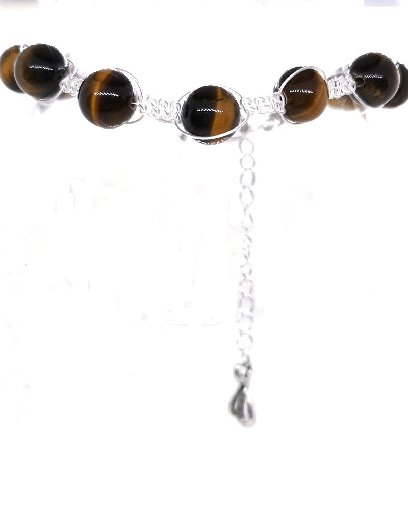 Tiger-eye Silver Braided Bracelet