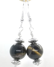 Load image into Gallery viewer, Tiger-eye Silver Norm Earrings
