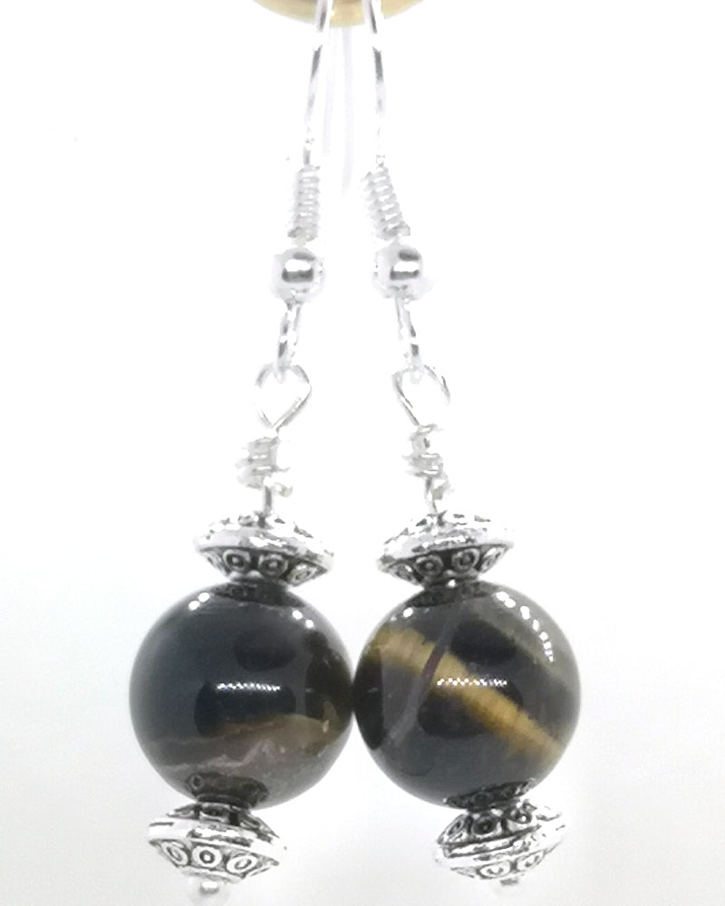 Tiger-eye Silver Norm Earrings