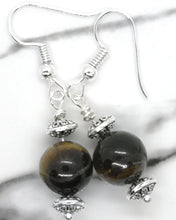 Load image into Gallery viewer, Tiger-eye Silver Norm Earrings
