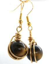 Load image into Gallery viewer, Natural Tiger-eye Nest-Wrap Earrings
