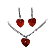 Load image into Gallery viewer, Heart Dangly Earrings and Necklace Set
